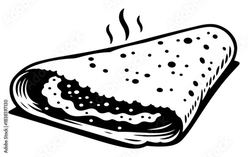 Brazilian tapioca crepe folded pancake with steam food vector illustration