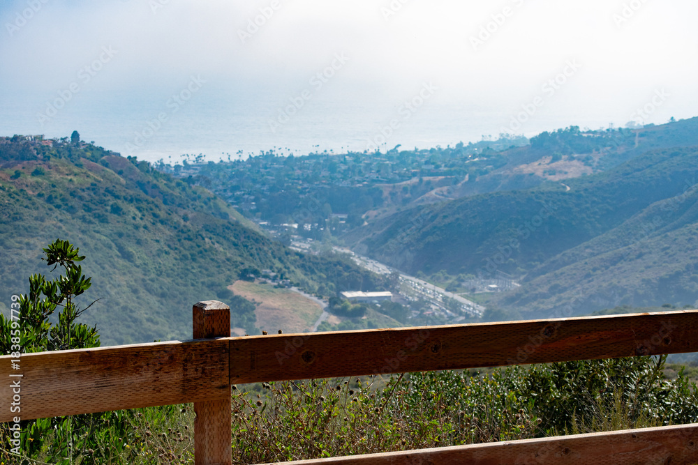 Fototapeta premium mountain landscape with wooden fence
