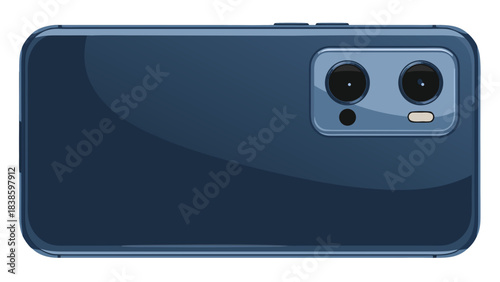 Dark Blue Smartphone Back With Dual Camera Module And Flash Minimalist Pixel Art Style