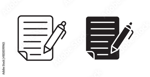 Agreement icons, black line art and clipart vector logo