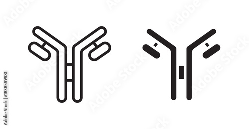 Antibody icons, black line art and clipart vector logo