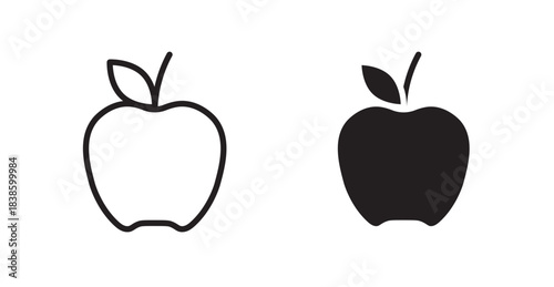 Apple icons, black line art and clipart vector logo