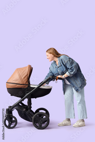 Young mother with baby stro...