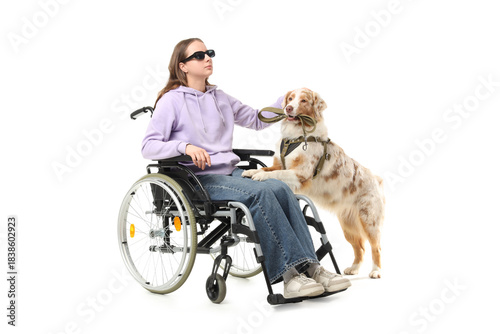 Blind young woman in wheelc...