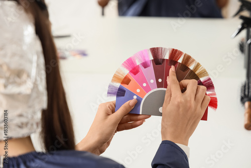 Young woman with color pale...
