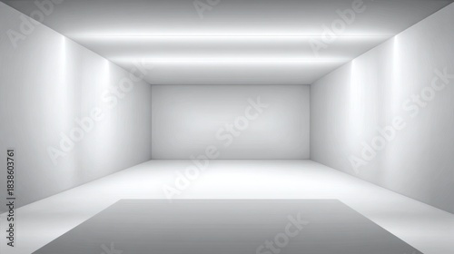 Wallpaper Mural A perspective illustration of an empty, minimalist rectangular space with even lighting Torontodigital.ca