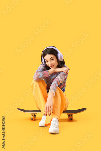 Beautiful young woman in he...