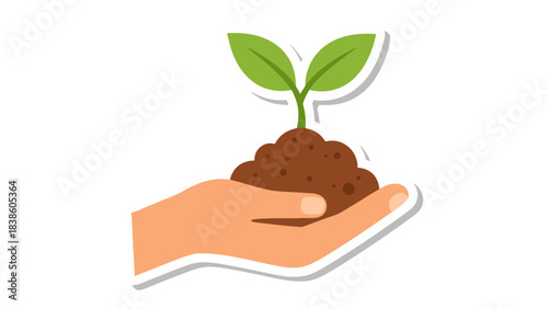 Human Hand Holding Fresh Green Sprout Growing From Rich Soil Against Black Background Offering Hope For New Beginnings And Growth In Nature