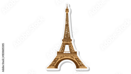 Iconic Eiffel Tower Landmark in Paris France Landmark Structure Silhouette Detailed Metal Lattice Work Brown and Beige Tones Against Black Background Classic Parisian Architecture Landmark