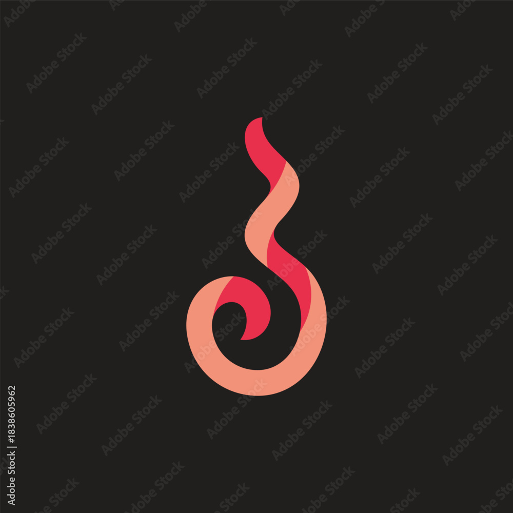 Obraz premium spiral flame ribbon smoke red 3d gradient logo vector