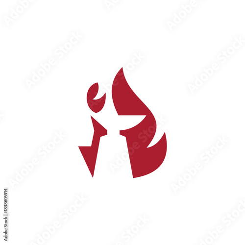 blacksmith's iron simple flame geometric design logo vector
