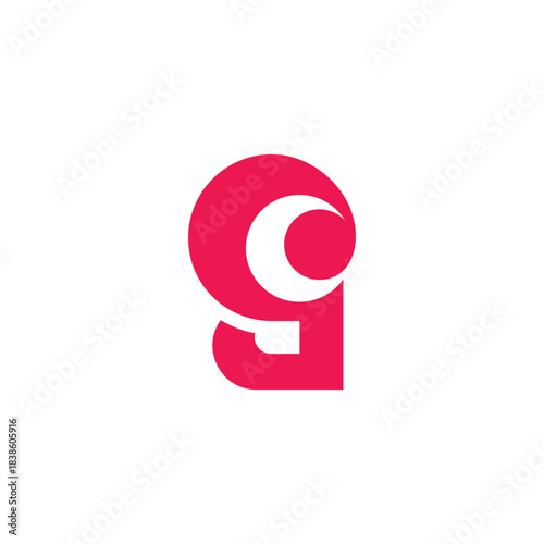 number c five loop cute red logo vector
