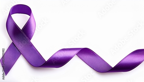 Purple Ribbon For Cancer Awareness Isolated On White Background