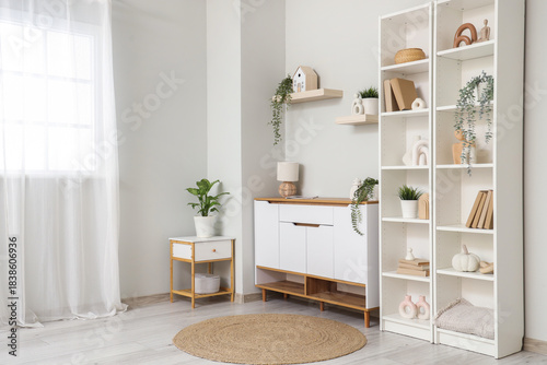 Interior of light room with...