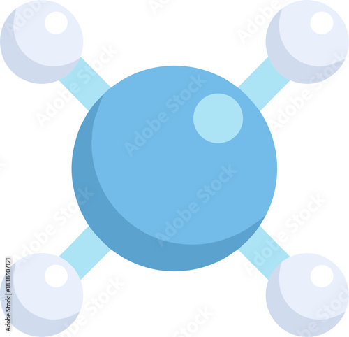 Stylized graphic of a simple chemical molecule structure.