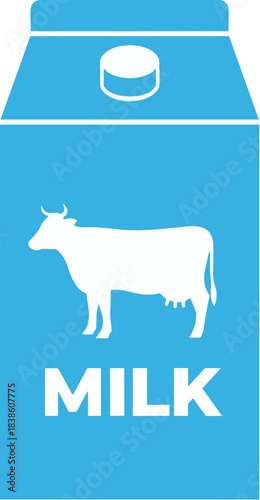Simple blue milk carton with a white cow silhouette icon.