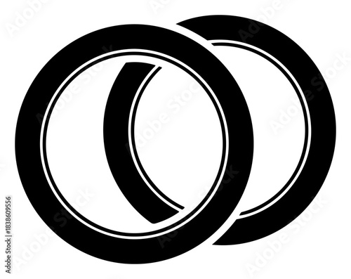 Wedding rings vector icon. Two intertwined rings as a symbol of marriage