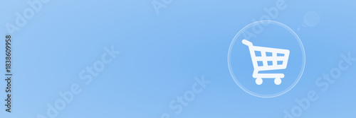 Warenkorb Icon Vektor Header svg unter 50 kB mit Copy Space für Online-Shopping und E-Commerce