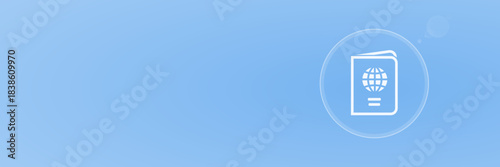 Reisepass Dokument Icon Vektor Header svg unter 50 kB mit Copy Space für Reisen, Ausland und Identität