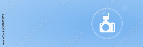 Kamera Fotografie Icon Vektor Header svg unter 50 kB mit Copy Space für Bilder, Fotos und Medien