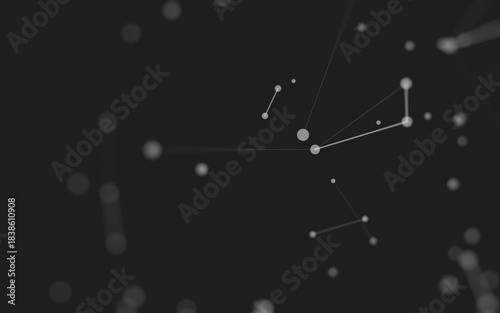 Abstract background. Molecules technology with polygonal shapes, connecting dots and lines. Connection structure. Big data visualization.