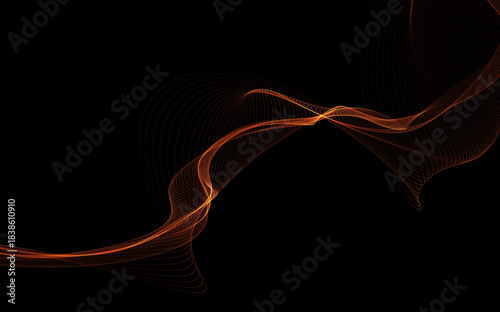 Dark abstract background with a glowing abstract waves