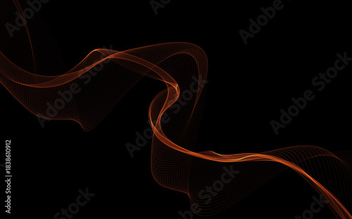 Dark abstract background with a glowing abstract waves
