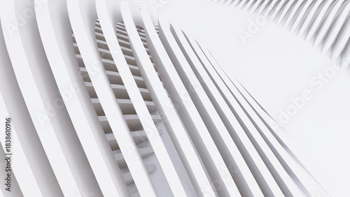 Abstract Curved Shapes. White Circular Background.