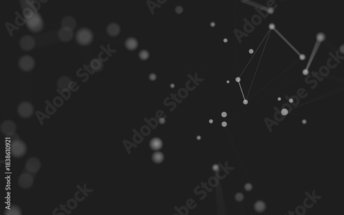 Abstract background. Molecules technology with polygonal shapes, connecting dots and lines. Connection structure. Big data visualization.