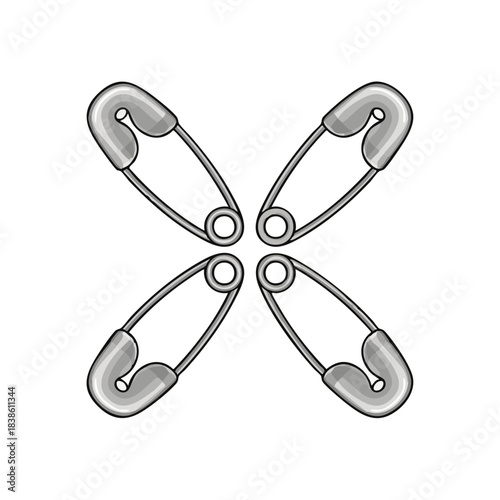 Safety pins arranged in a symmetrical pattern for various uses  