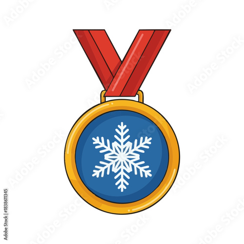 Medal with snowflake design symbolizing achievement in winter marathon  