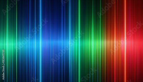 Vibrant Red Green Blue Abstract Gradient Stripes With Glowing Neon Light Effect