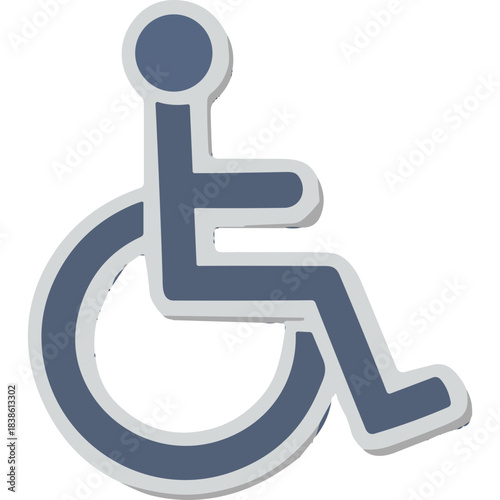 Disabled access symbol on a black background blue and white icon representing wheelchair user accessibility and mobility support for people with disabilities clean simple graphic design