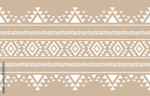 Ethnic tribal Aztec boho beige background. Seamless tribal pattern, folk embroidery, tradition geometric Aztec ornament. Traditional design for fabric, textile, print, rug, paper, carpet