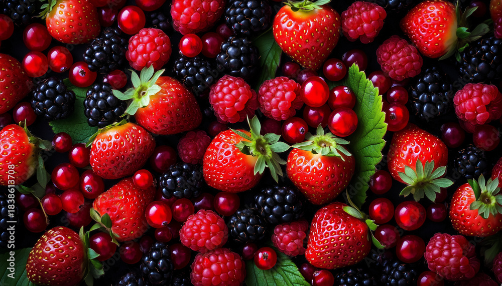 Fototapeta premium red fruits blended top view