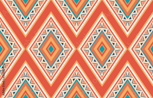 Ethnic tribal Aztec african colorful  background. Seamless tribal pattern, folk embroidery, tradition geometric Aztec ornament. Traditional design for fabric, textile, print, rug, paper, carpet