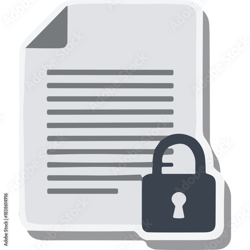 Document with Lock Icon Representing Confidentiality and Security in a Simple Graphic Style