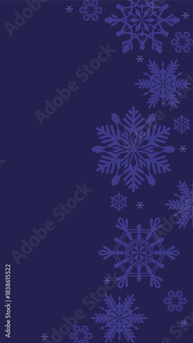 シンプルでシックな雪の花のイラスト背景・縦型16:9