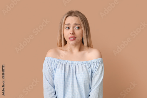 Young woman feeling shame o...