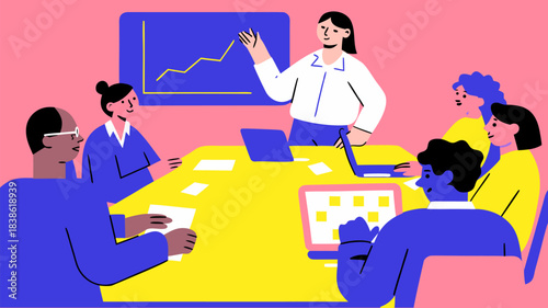 Diverse office team collaborating in open plan business meeting