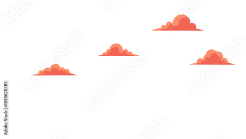 Pixelated Coral Clouds Floating in a Dark Night Sky Minimalist Digital Art