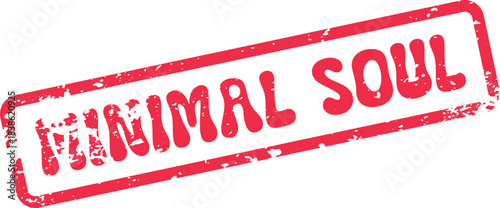 Vibrant Red Distressed Rubber Stamp with Minimal Soul Typography and Grunge Border