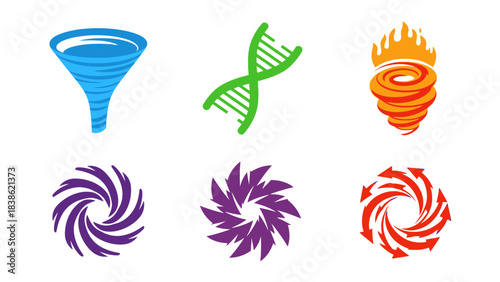 Abstract science and natural phenomena vector illustrations isolated on white