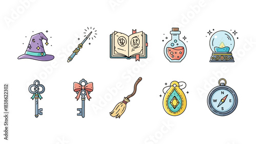 Magical objects collection vector illustration for design and decoration