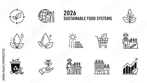 Sustainable food systems illustration eco friendly agriculture concepts