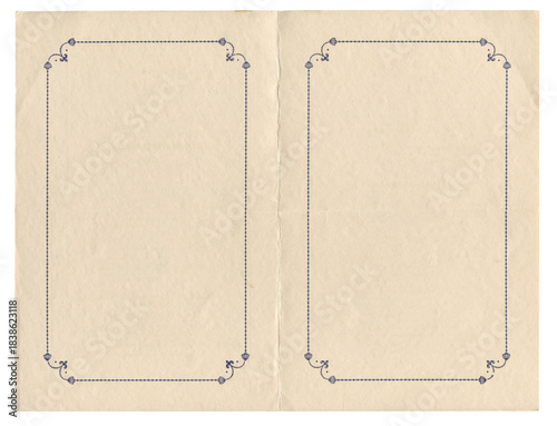 Obraz na plátně Vintage 1920s Blank Program Interior Mockup w/ Ornamental Floral Border – Authen