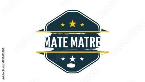 Retro Emblem Badge with Stars and the Text Mate Matre in a Dark Background Emblematic Design Element for Branding or Decoration