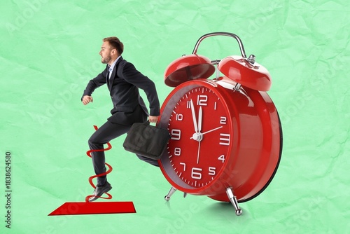 Running businessman and big...