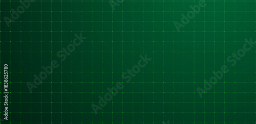 Square grid texture, grid line technology crosses and dots on green background. Vector illustration	