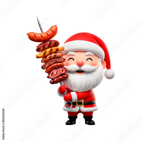 Santa Claus Holding Barbecue Skewer